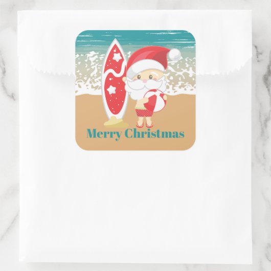 フェスティバルクリスマスビーチサンタホリデイ スクエアシール (バッグ)