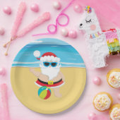 フェスティバルクリスマスビーチサンタホリデイ ペーパープレート (パーティー)