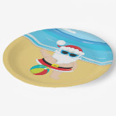 フェスティバルクリスマスビーチサンタホリデイ ペーパープレート (アングル)
