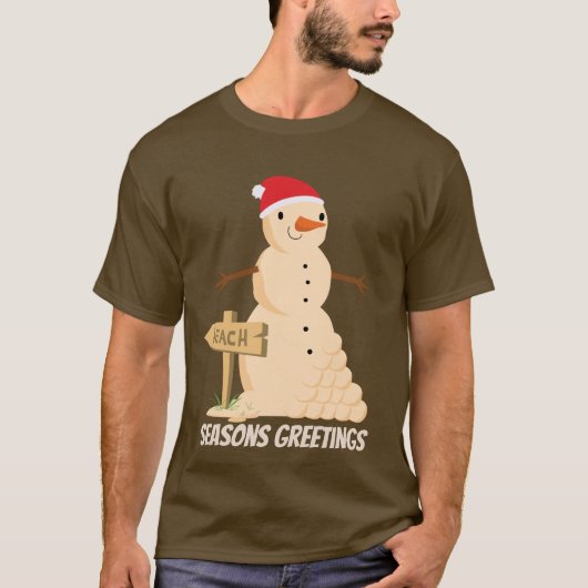 フェスティバルクリスマスビーチサンド雪だるま Tシャツ (正面)