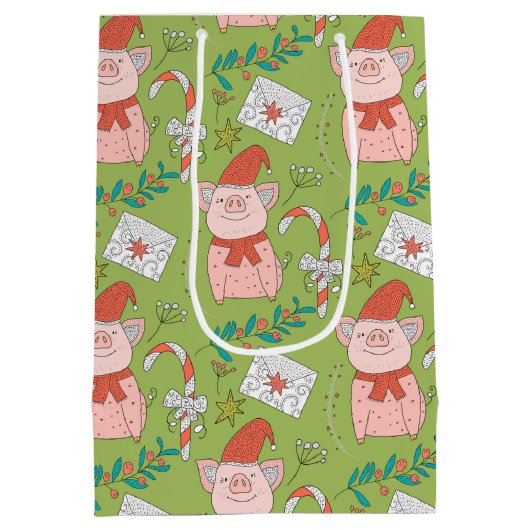 フェスティバルクリスマスピッグズミディアム抱き枕 ミディアムペーパーバッグ (裏面)