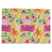 フェスティバルクリスマスピッグズミディアム抱き枕 ラージペーパーバッグ (裏面)