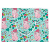 フェスティバルクリスマスピッグズミディアム抱き枕 ラージペーパーバッグ (裏面)