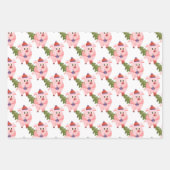 フェスティバルクリスマスピッグズラッピング紙シート ラッピングペーパーシート (正面3)