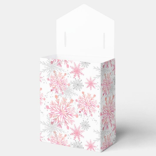 フェスティバルクリスマスピンクのスノーフレークグレーパーティー フェイバーボックス (オープン)