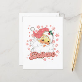 フェスティバルクリスマスピンクサンタ シーズンポストカード