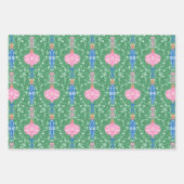 フェスティバルクリスマスピンク&グリーンパターン ラッピングペーパーシート (正面2)