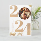 フェスティバルクリスマスファミリーフォトカード（ギフト付き） 招待状 (スタンド正面)