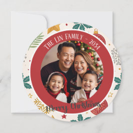 フェスティバルクリスマスファミリーホリデーフォトカード シーズンカード
