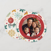 フェスティバルクリスマスファミリーホリデーフォトカード シーズンカード (正面/裏面)