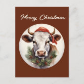 フェスティバルクリスマスファーム牛を追加文字休日 シーズンポストカード (正面)