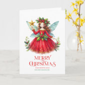 フェスティバルクリスマスフェアリーのパーソナル化写真 カード (黄色い花)