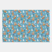 フェスティバルクリスマスフォックスタイル模様 ラッピングペーパーシート (正面3)