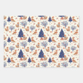 フェスティバルクリスマスフォックスタイル模様 ラッピングペーパーシート (正面2)