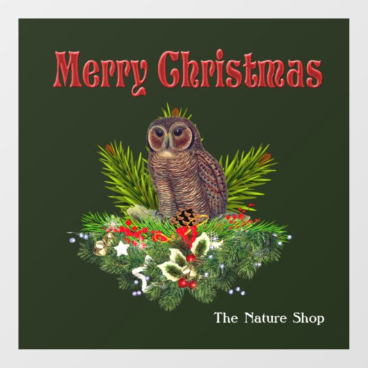フェスティバルクリスマスフクロウ自然とワイルドライフホリデイ ウィンドウサイン (シート)