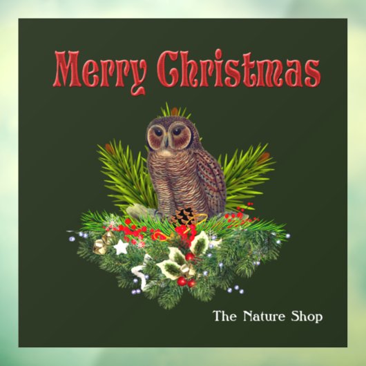 フェスティバルクリスマスフクロウ自然とワイルドライフホリデイ ウィンドウサイン (シート3)