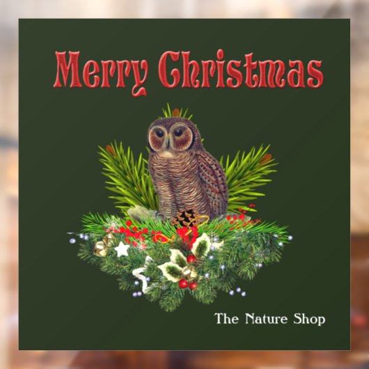 フェスティバルクリスマスフクロウ自然とワイルドライフホリデイ ウィンドウサイン (シート2)