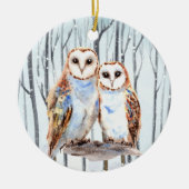 フェスティバルクリスマスフクロウ追加気持ち セラミックオーナメント (正面)