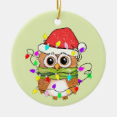 フェスティバルクリスマスフクロウ追加気持ち セラミックオーナメント (正面)