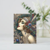 フェスティバルクリスマスフラッパーの女性 ポストカード (スタンド正面)