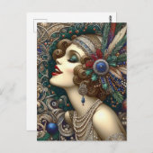 フェスティバルクリスマスフラッパーの女性 ポストカード (正面/裏面)