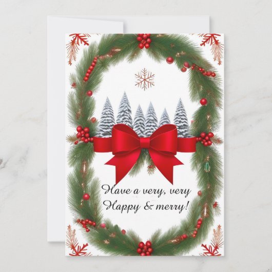 フェスティバルクリスマスフレームと松の枝 シーズンカード (正面)