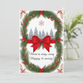 フェスティバルクリスマスフレームと松の枝 シーズンカード (スタンド正面)