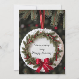 フェスティバルクリスマスフレームと松の枝 シーズンカード