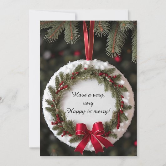 フェスティバルクリスマスフレームと松の枝 シーズンカード (正面)