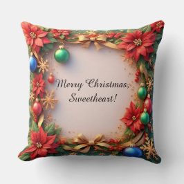 フェスティバルクリスマスフレーム（ポインセチア付） クッション