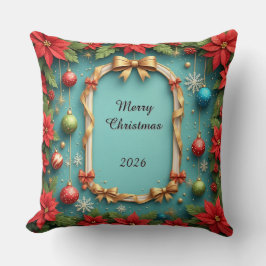 フェスティバルクリスマスフレーム（ポインセチア付） クッション
