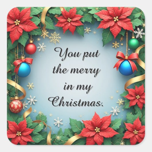 フェスティバルクリスマスフレーム（ポインセチア付） スクエアシール (正面)