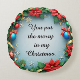 フェスティバルクリスマスフレーム（ポインセチア付） ラウンドクッション