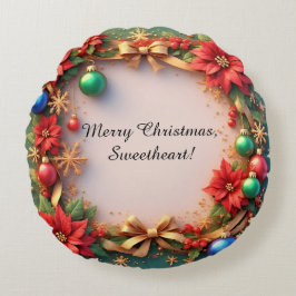 フェスティバルクリスマスフレーム（ポインセチア付） ラウンドクッション