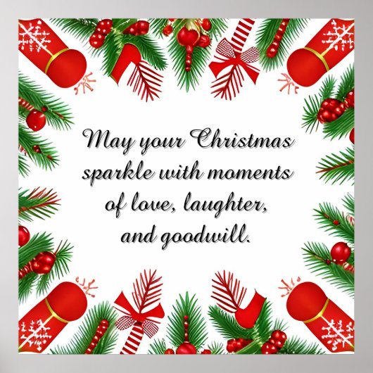 フェスティバルクリスマスフレーム（松の枝あり） ポスター (正面)