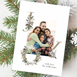 フェスティバルクリスマスフローラアルファベットJOY写真 シーズンカード