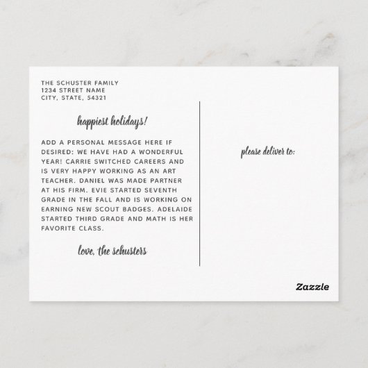 フェスティバルクリスマスフローラホリデーポストカード ポストカード (裏面)