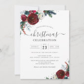 フェスティバルクリスマスフローラレッドシルバーパーティー 招待状 (正面)