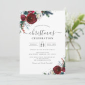 フェスティバルクリスマスフローラレッドシルバーパーティー 招待状 (スタンド正面)