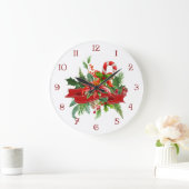 フェスティバルクリスマスフローラ、リボン&キャンディーケーン ラージ壁時計 (ホーム)