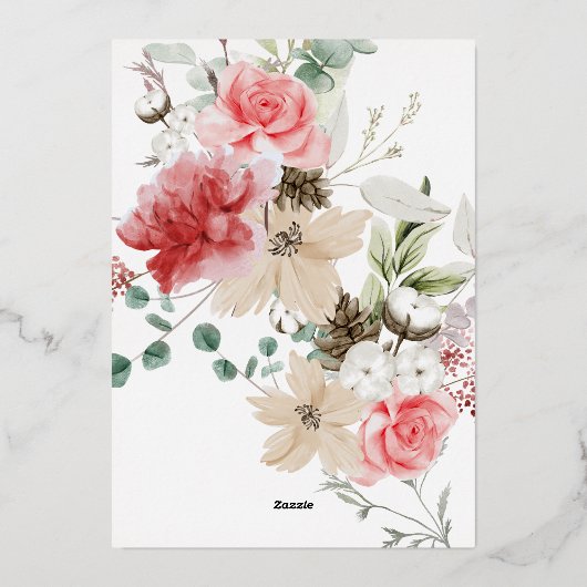 フェスティバルクリスマスブライダルシャワーエレガント- & おもしろい 箔招待状 (裏面)