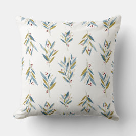 フェスティバルクリスマスブルーと金ゴールドの花束 クッション