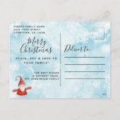 フェスティバルクリスマスブルーレッドキュート格言メリークリスマス シーズンポストカード (裏面)