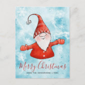 フェスティバルクリスマスブルーレッドキュート格言メリークリスマス シーズンポストカード (正面)