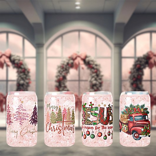フェスティバルクリスマスプリント缶グラス ガラス缶