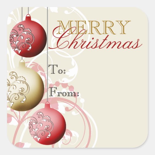 フェスティバルクリスマスプレゼントラベルシール スクエアシール (正面)