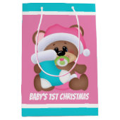 フェスティバルクリスマスベビーガール最初のパーティー ミディアムペーパーバッグ (正面)