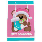フェスティバルクリスマスベビーガール最初のパーティー ミディアムペーパーバッグ (裏面)