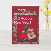 フェスティバルクリスマスベビーサルカタータータウガメinレッドハット カード (黄色い花)