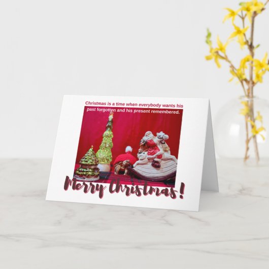 フェスティバルクリスマスベビーサンタ付きサルカタートース カード (黄色い花)